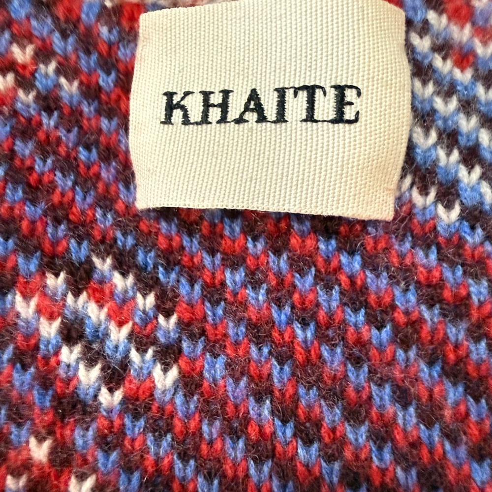 KHAITE Scarlet Cardigan - Red and Blue Floral Design; like new size XS - Picture 2 of 4